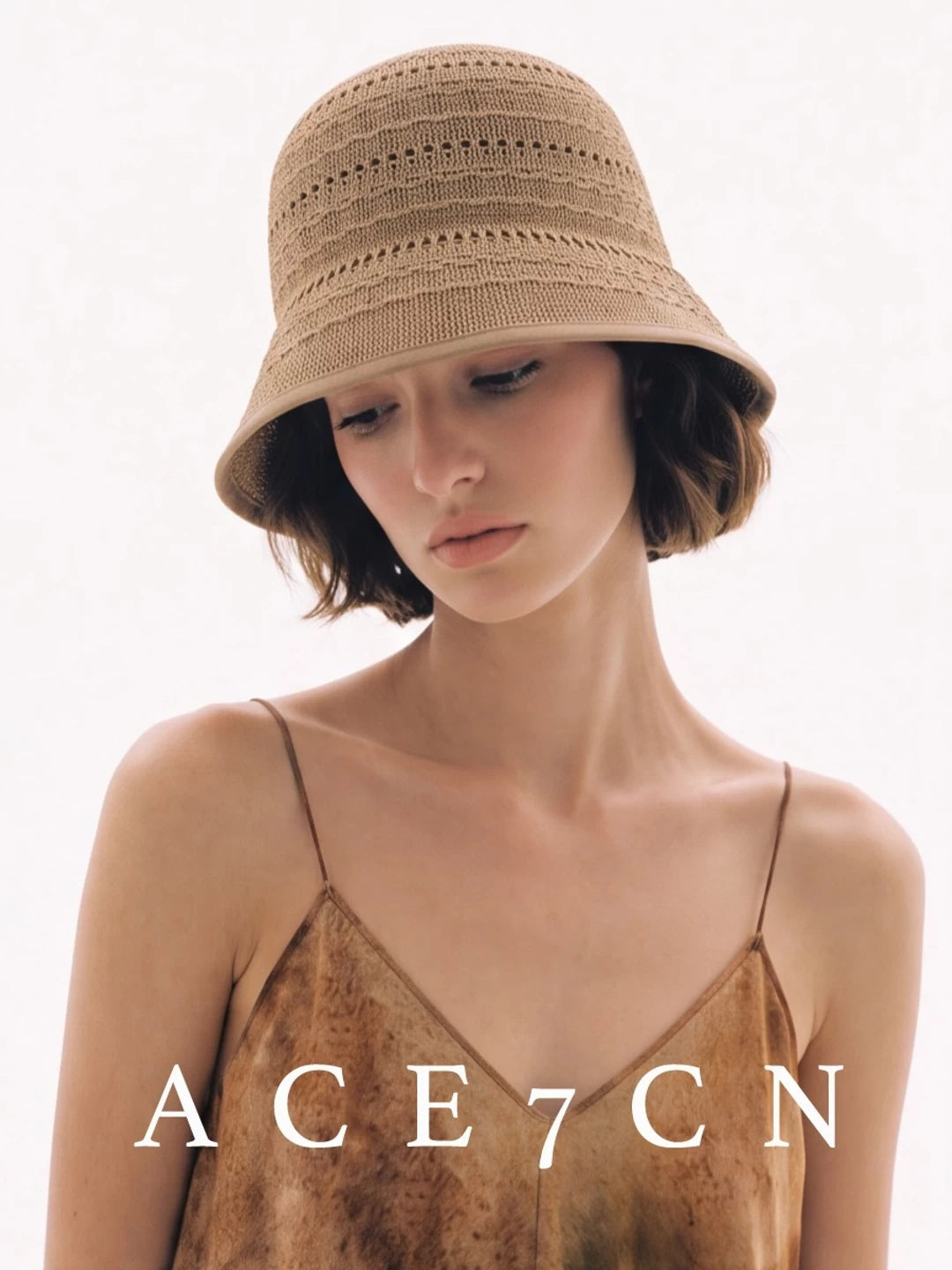 Japanese Niche Hand-Crochet Bucket Hat Openwork Breathable