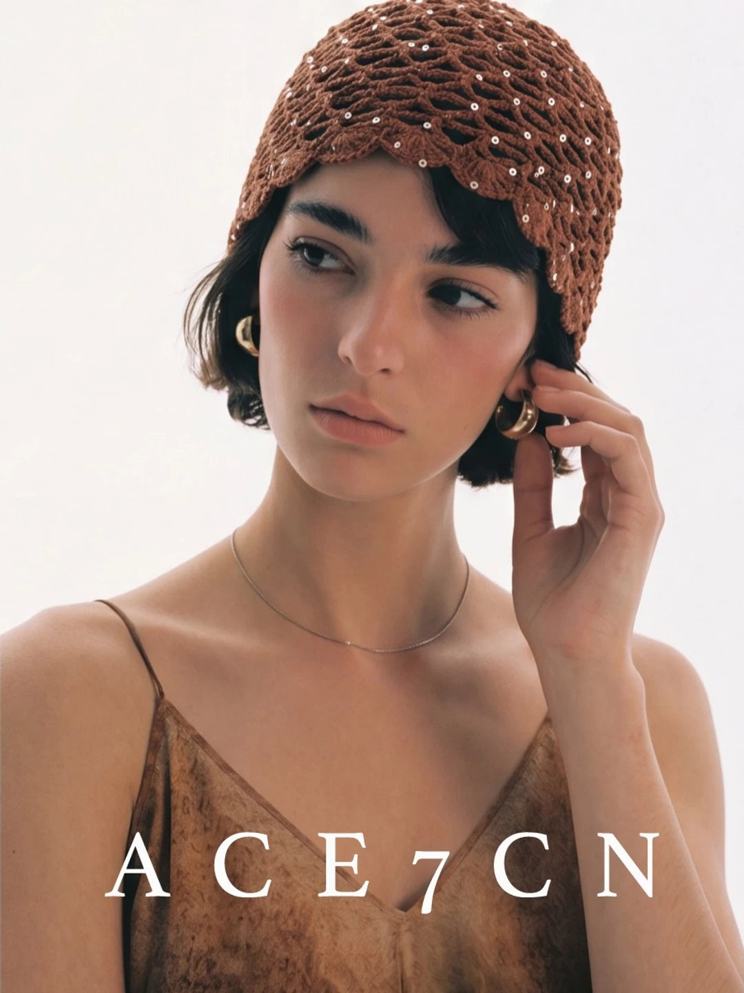 Old-Money Vintage Handmade Hat Chic Sequin Headwrap