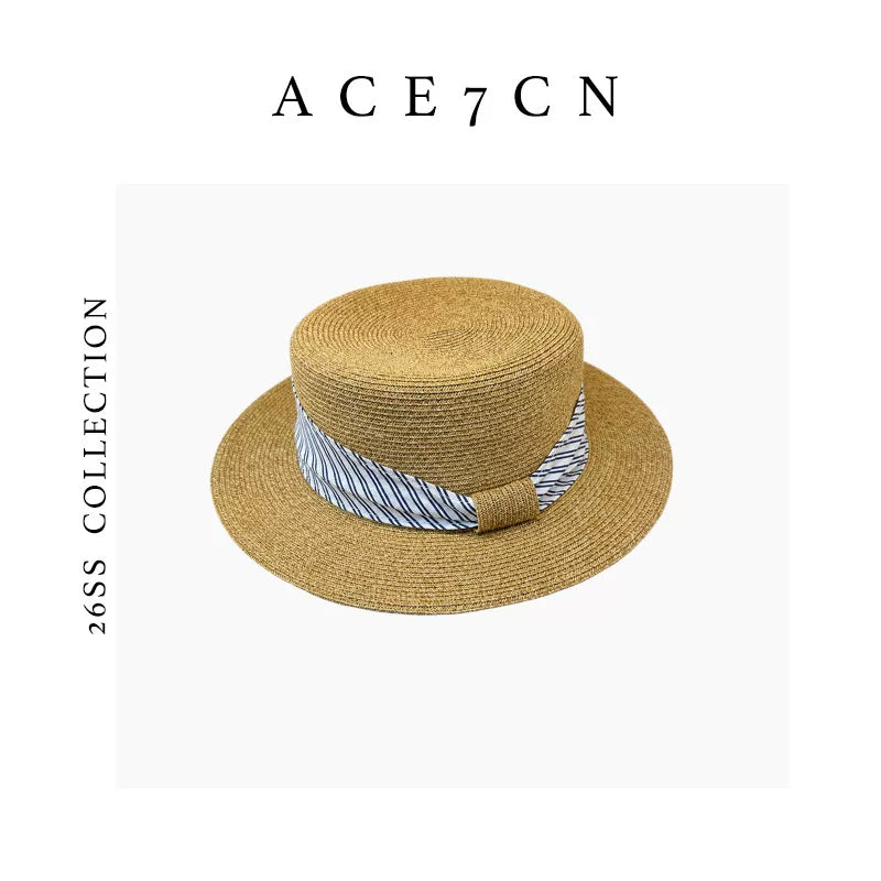 French Vintage Straw-Woven Sun Hat Resort Straw