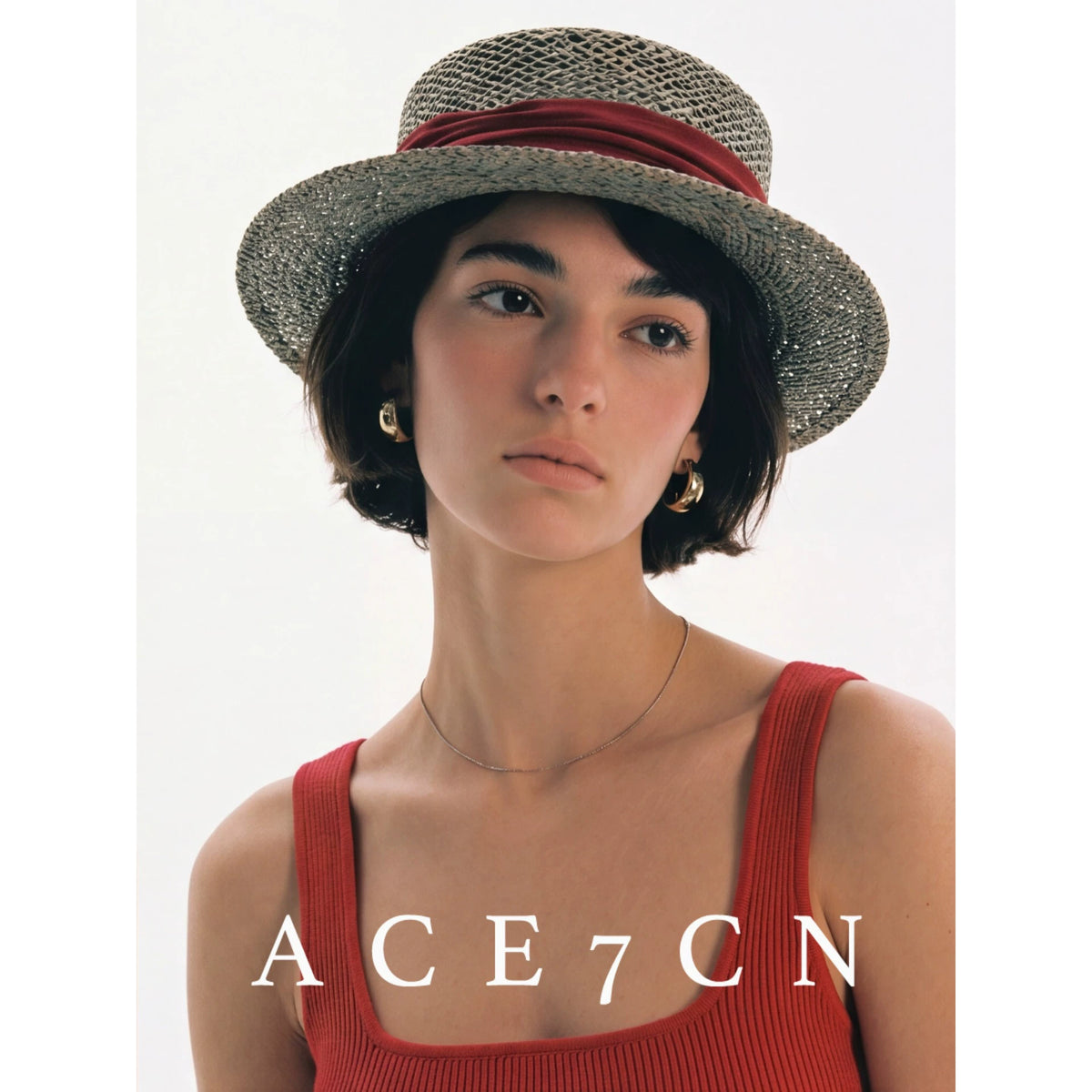 South-France Seagrass Hand-Woven Dress Hat Flat-Top Straw