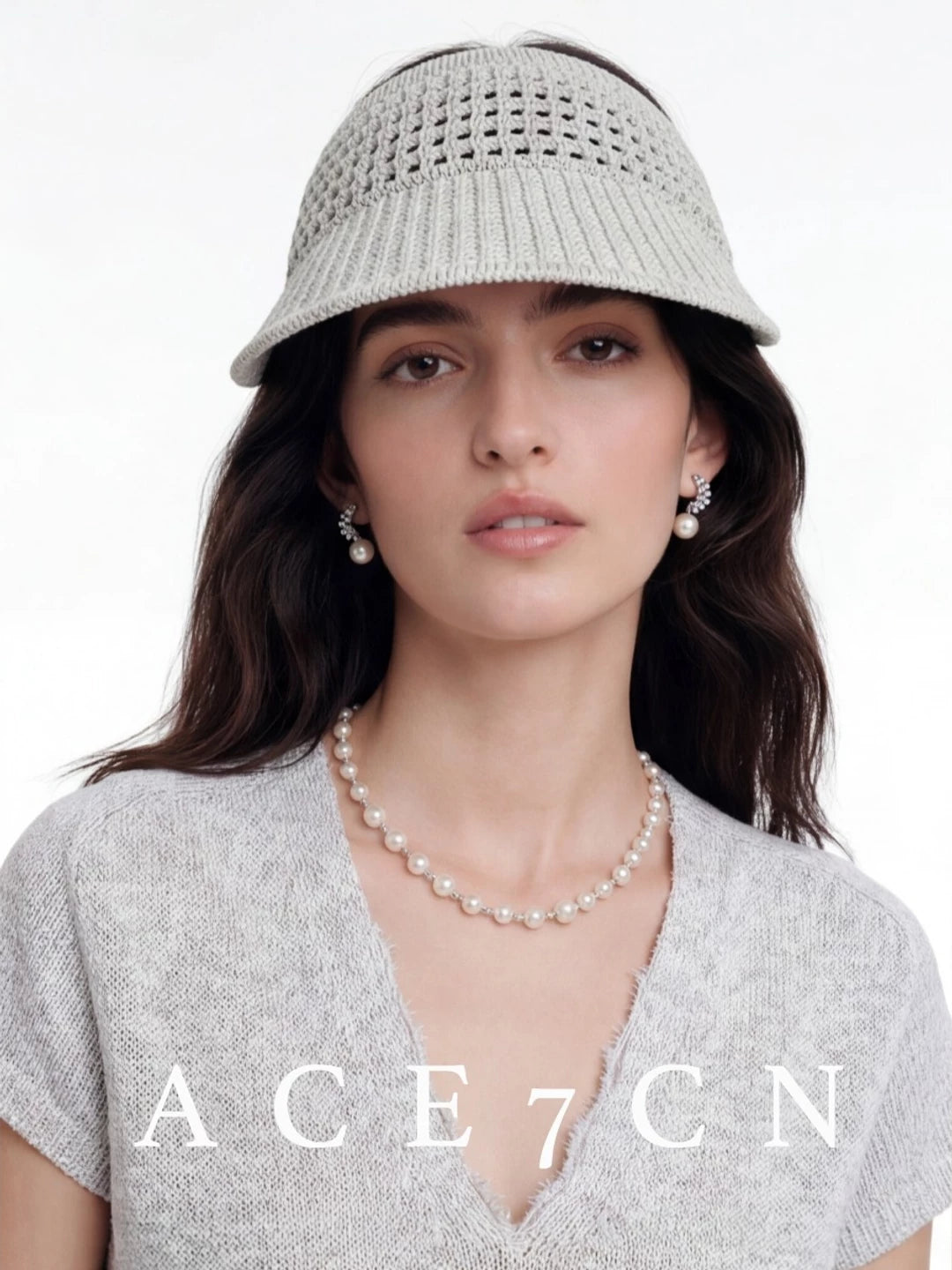 Korean Athleisure Visor Openwork Woven Wide-Brim Sun