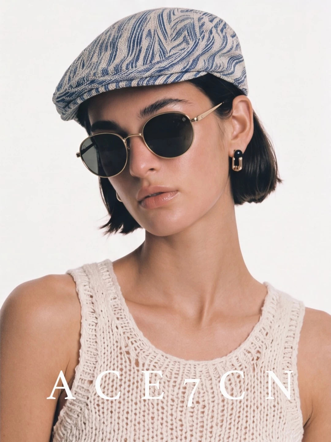 Vintage Old-Money Flat Cap Blue Flat-Brim Vintage