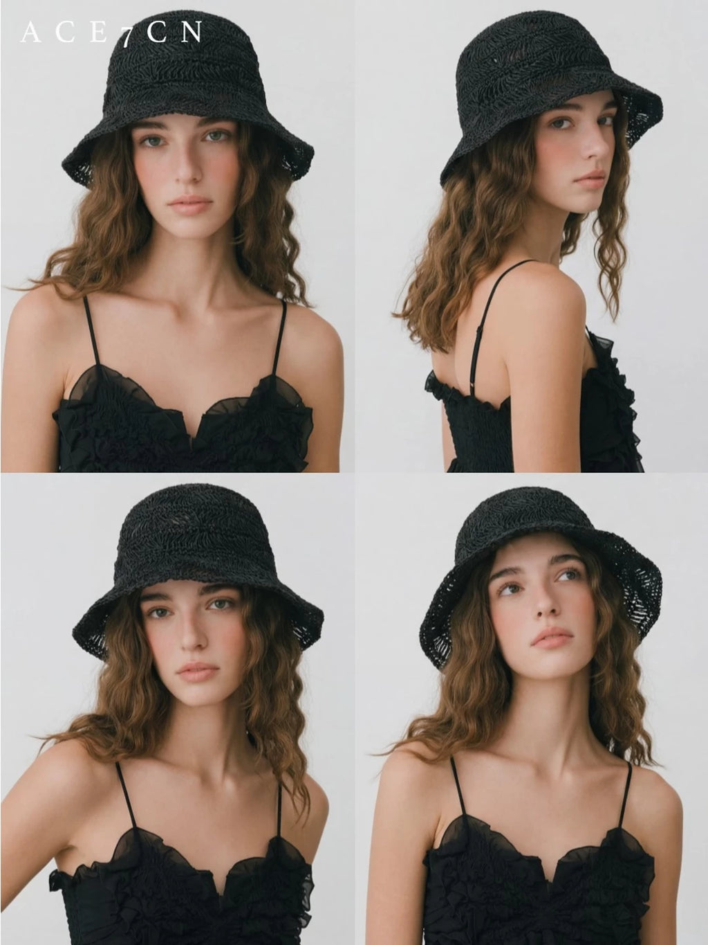 Lightweight Openwork Woven Bucket Hat Breathable Soft