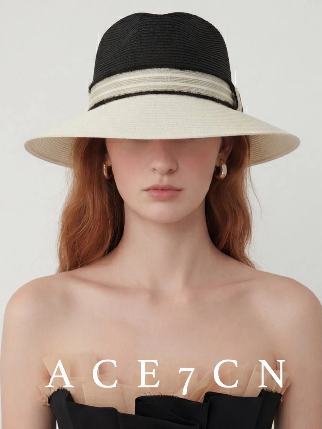 Parisian Tweed Classic Black-White Woven Straw Hat