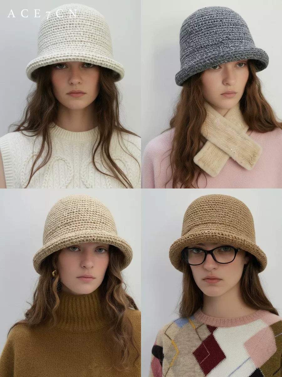 Vintage Japanese Hand-Crochet Dress Hat Nordic Chic