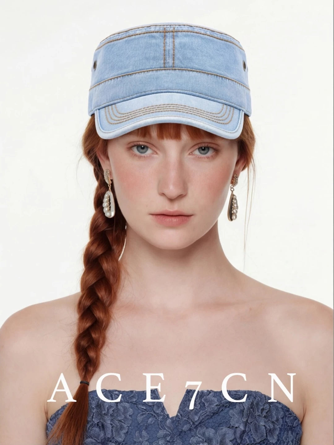 American Vintage Distressed Denim Riding Hat Commute