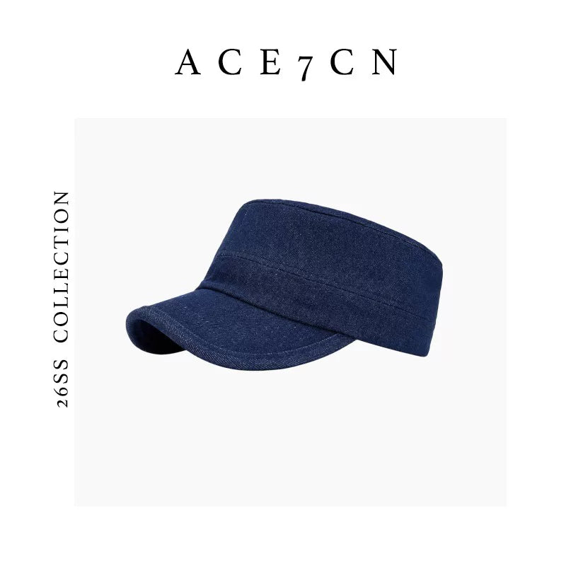 Urban Chic Casual Riding Hat Denim Flat-Top
