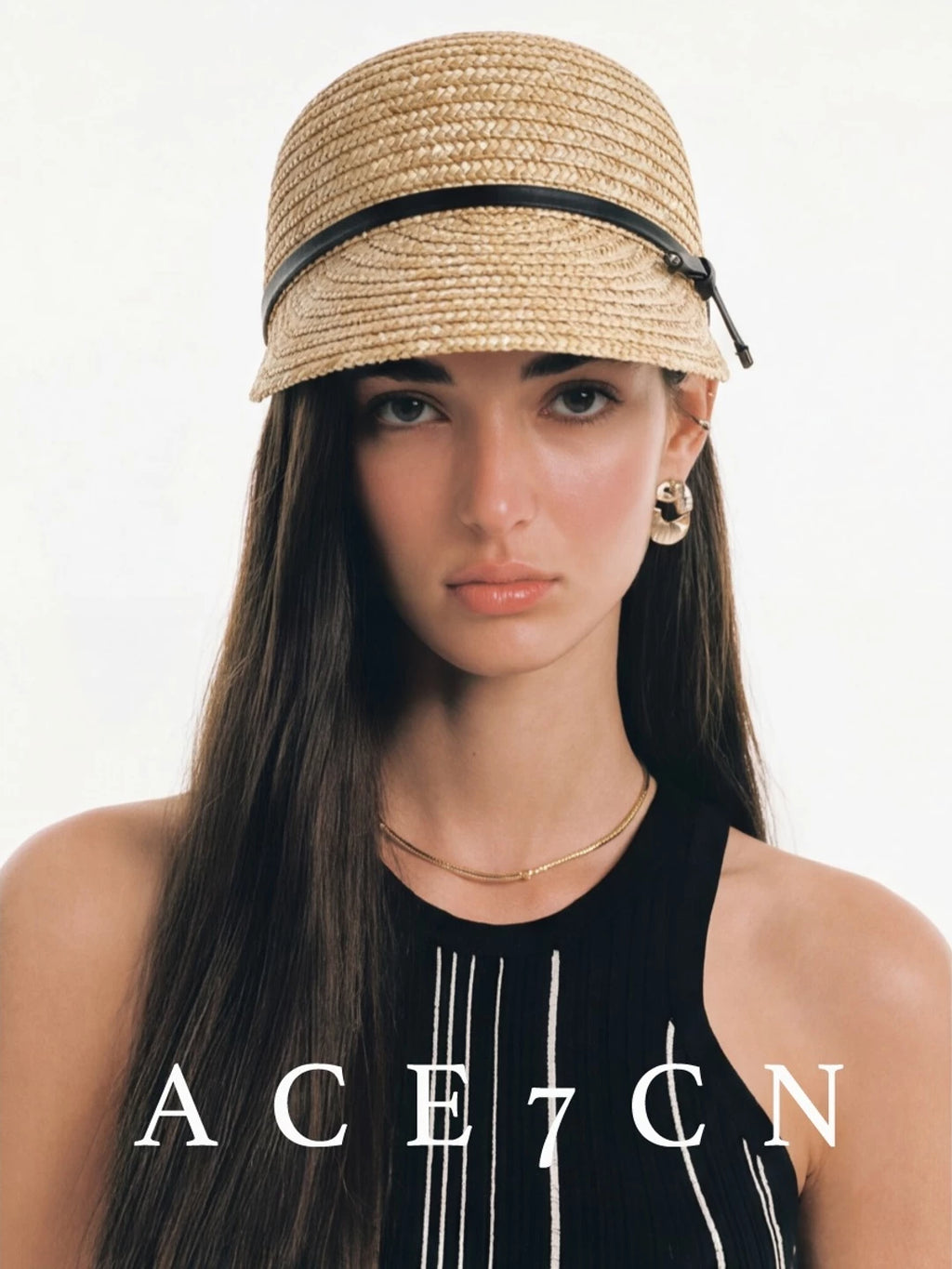 British Old-Money Straw-Woven Equestrian Hat Raffia Cap