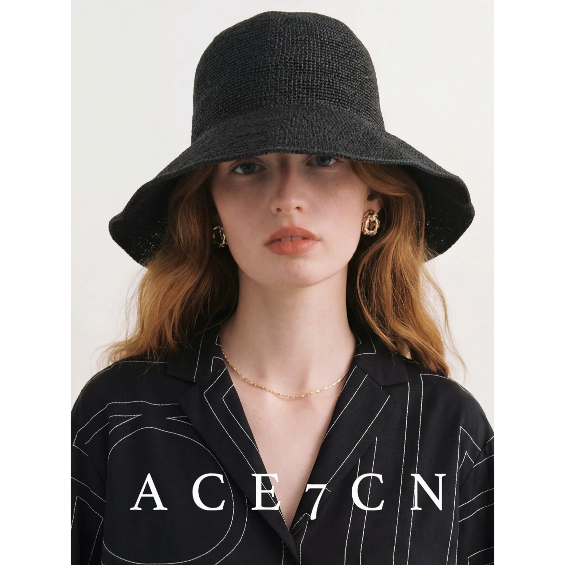 Nordic Classic Wide-Brim Hand-Crochet Bucket Hat Foldable