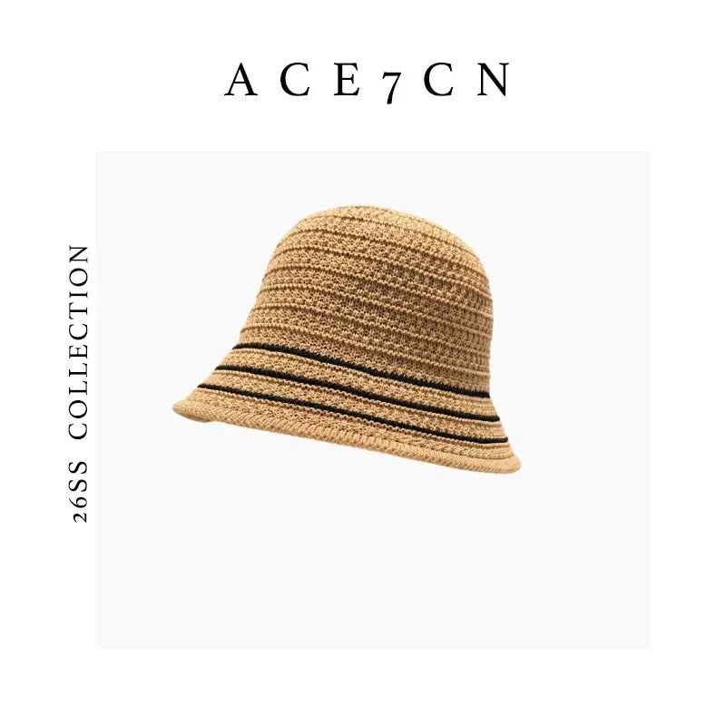 South-France Classic Hepburn Bucket Hat Color-Block Striped