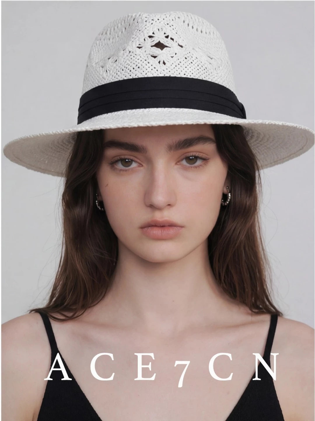 South-France Resort Premium Straw-Woven Openwork Fedora Hand-Woven