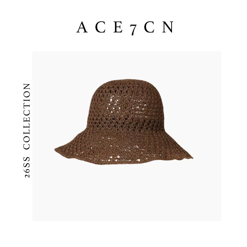 South-France Midsummer Openwork Soft-Top Bucket Hat Woven