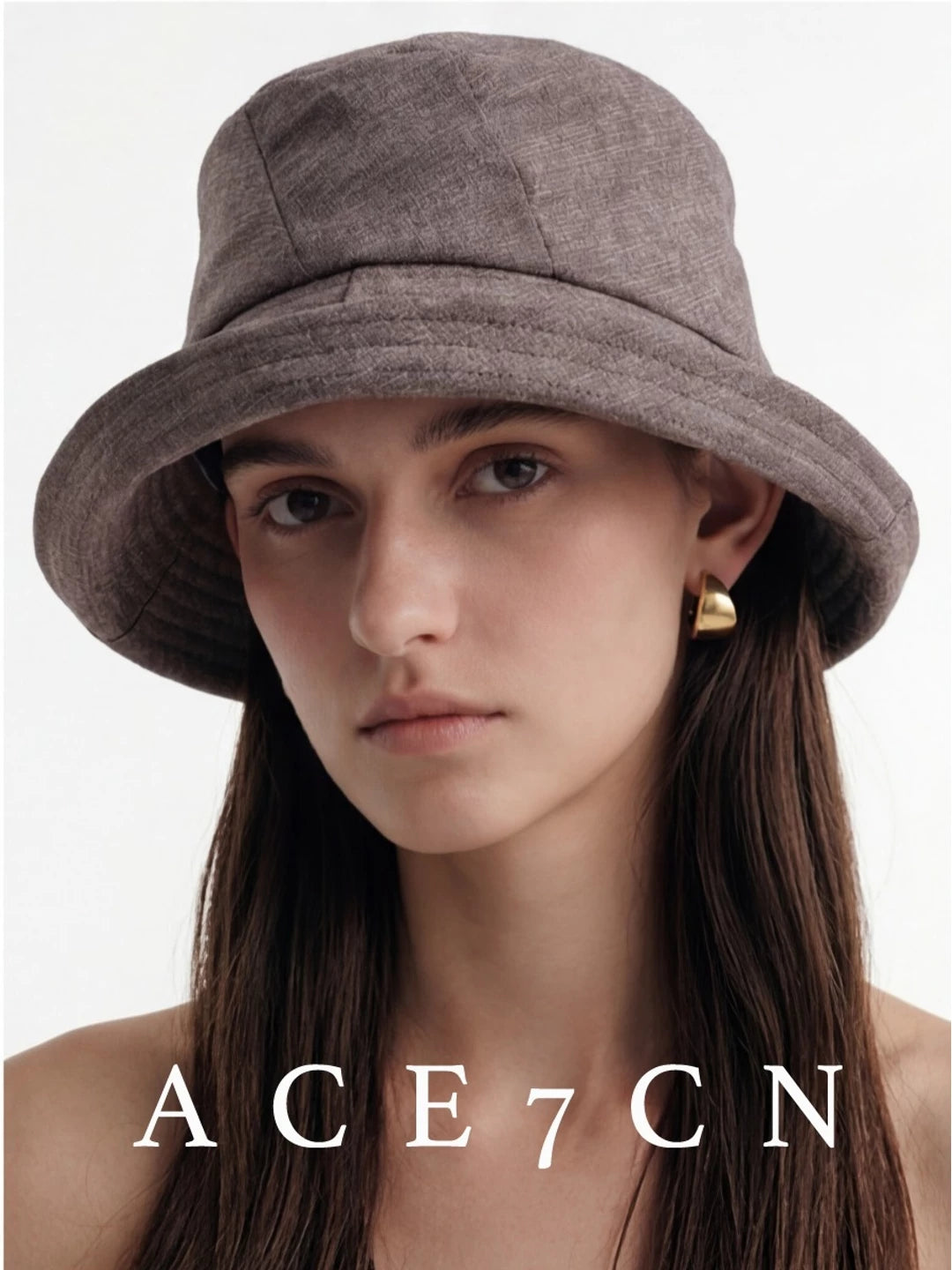 Light-French Bucket Hat Roll-Brim Pleated Bucket Hat