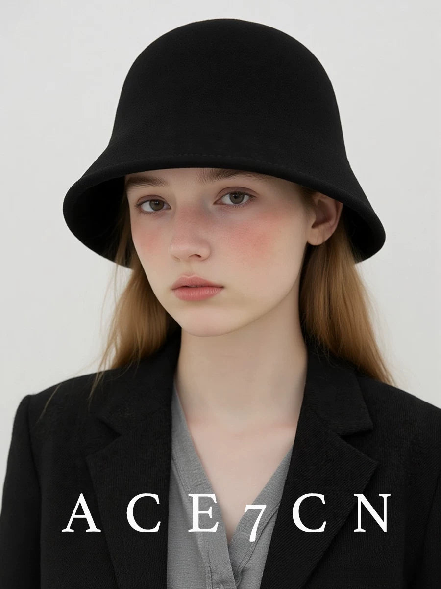100 Wool Bucket Hat Women Autumn-Winter Warm