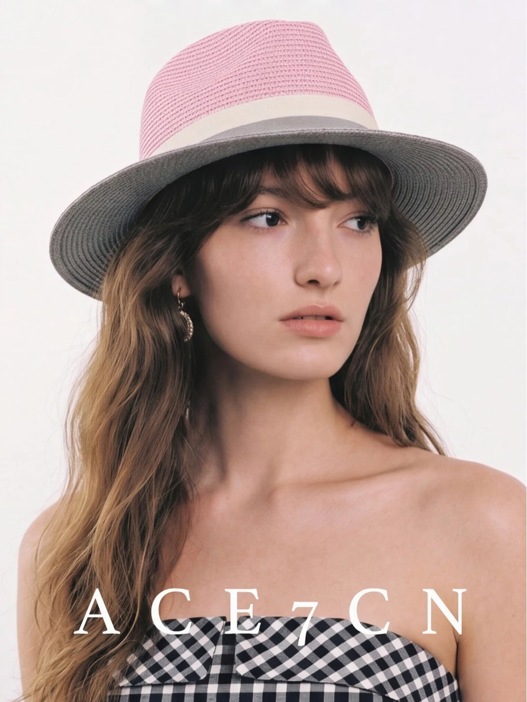 South-France Niche Color-Block Dress Hat Wide-Brim Straw