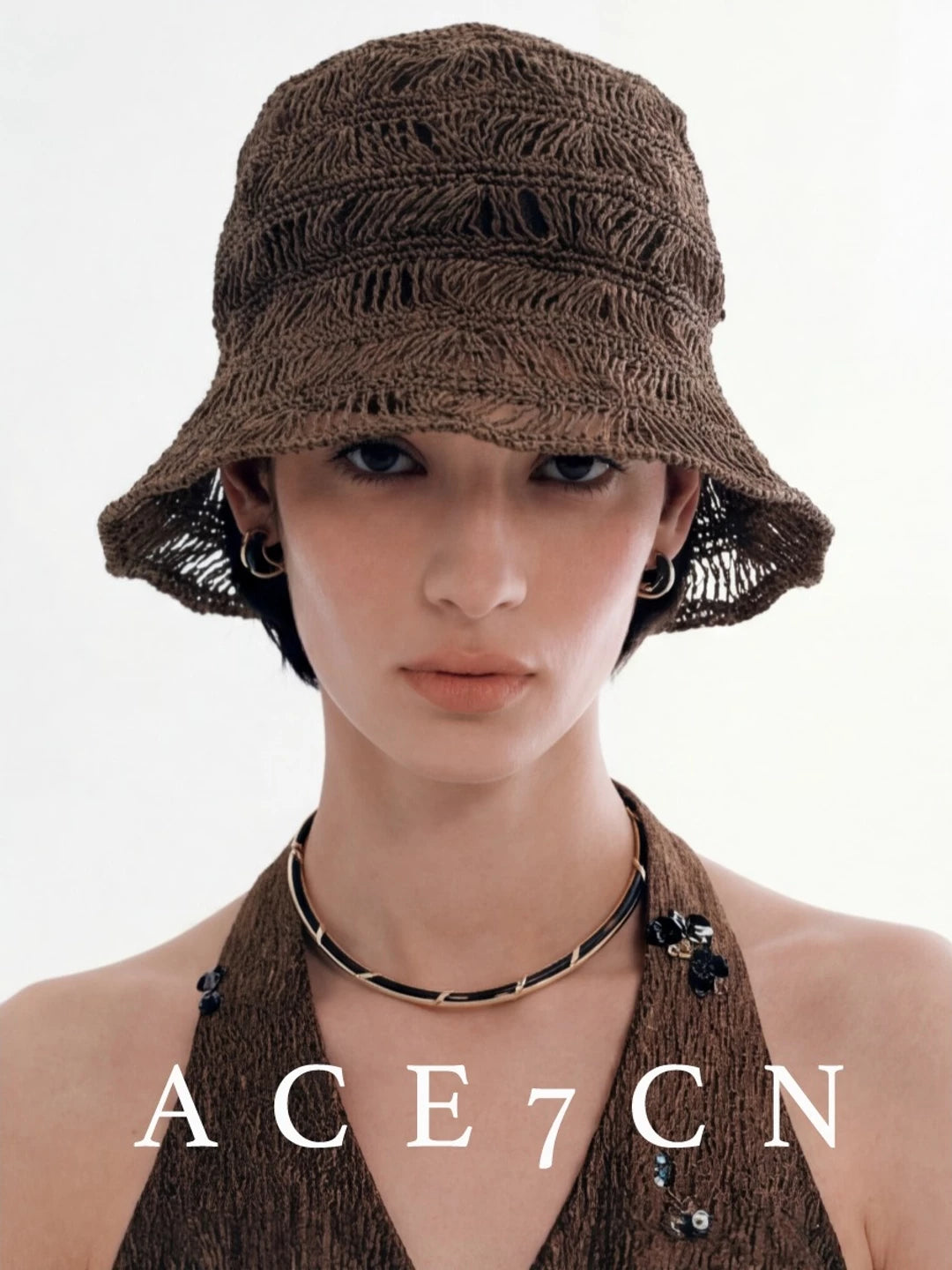 Urban Openwork Bucket Hat Relaxed Lightweight Straw