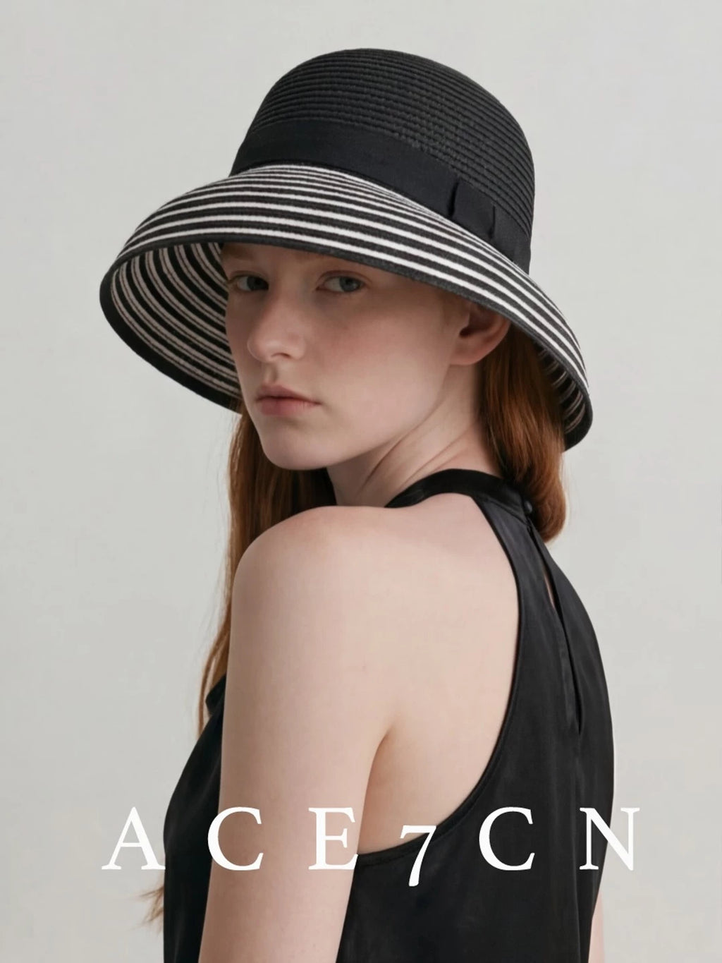 Light-French Hepburn Black-White Lampshade Bucket Hat Premium