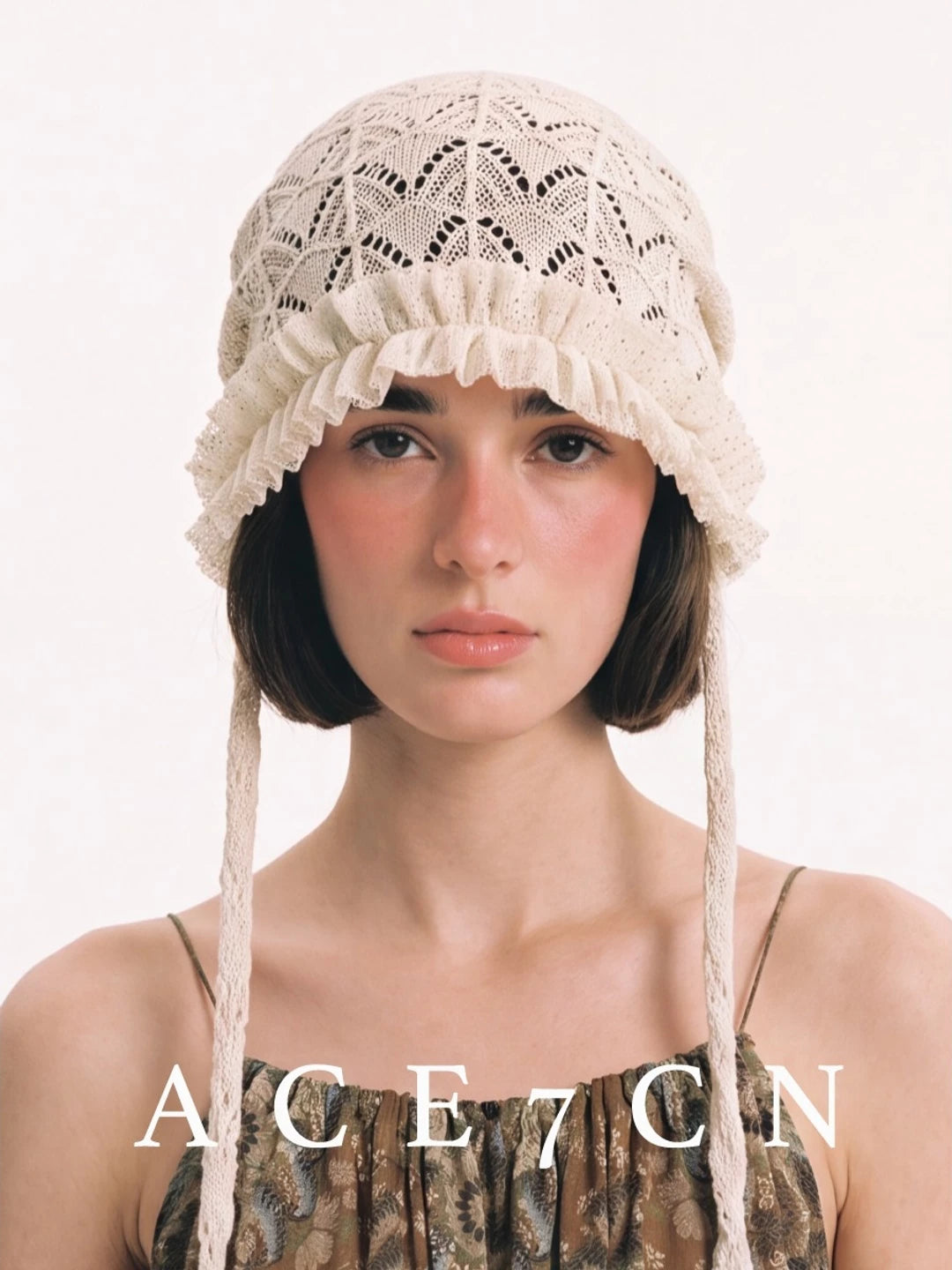 French Vintage Elegant Openwork Hand-Crochet Hat Lace