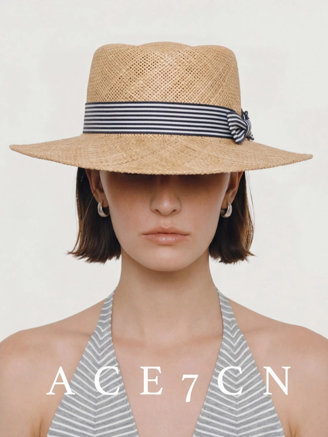 Parisian Urban Chic Natural-Straw Woven Dress Hat