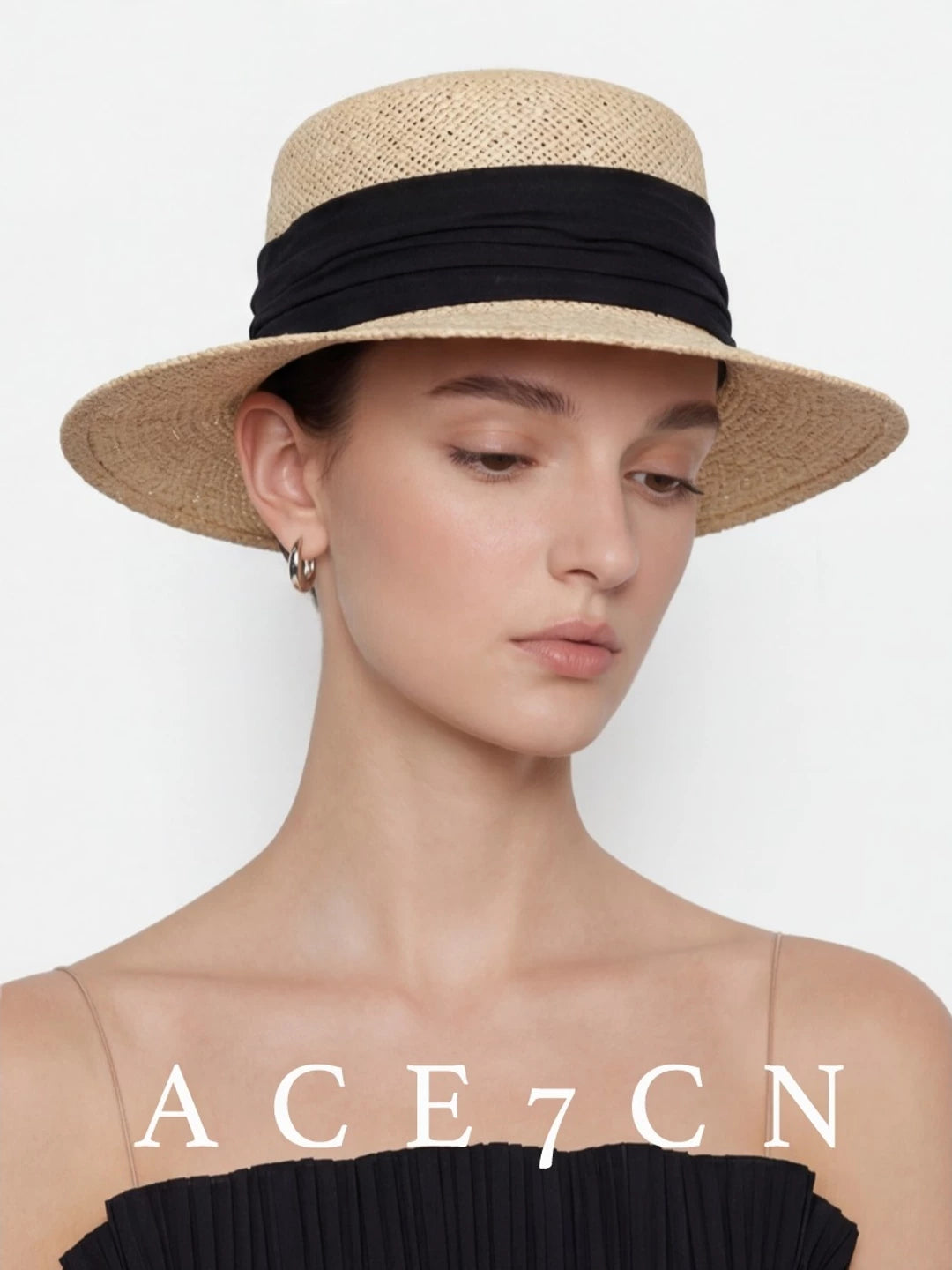 Relaxed French Premium Natural-Straw Straw Hat Multi-Color