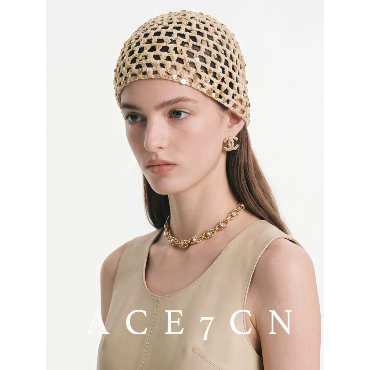 Danish Old-Money Vintage Hand-Crochet Openwork Hat Headwrap