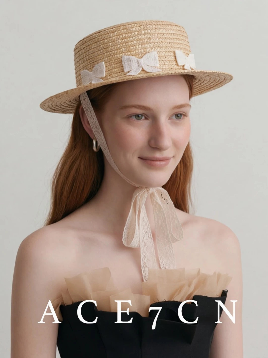 Parisian Natural Wheat-Straw Straw Hat Hand-Woven Bow