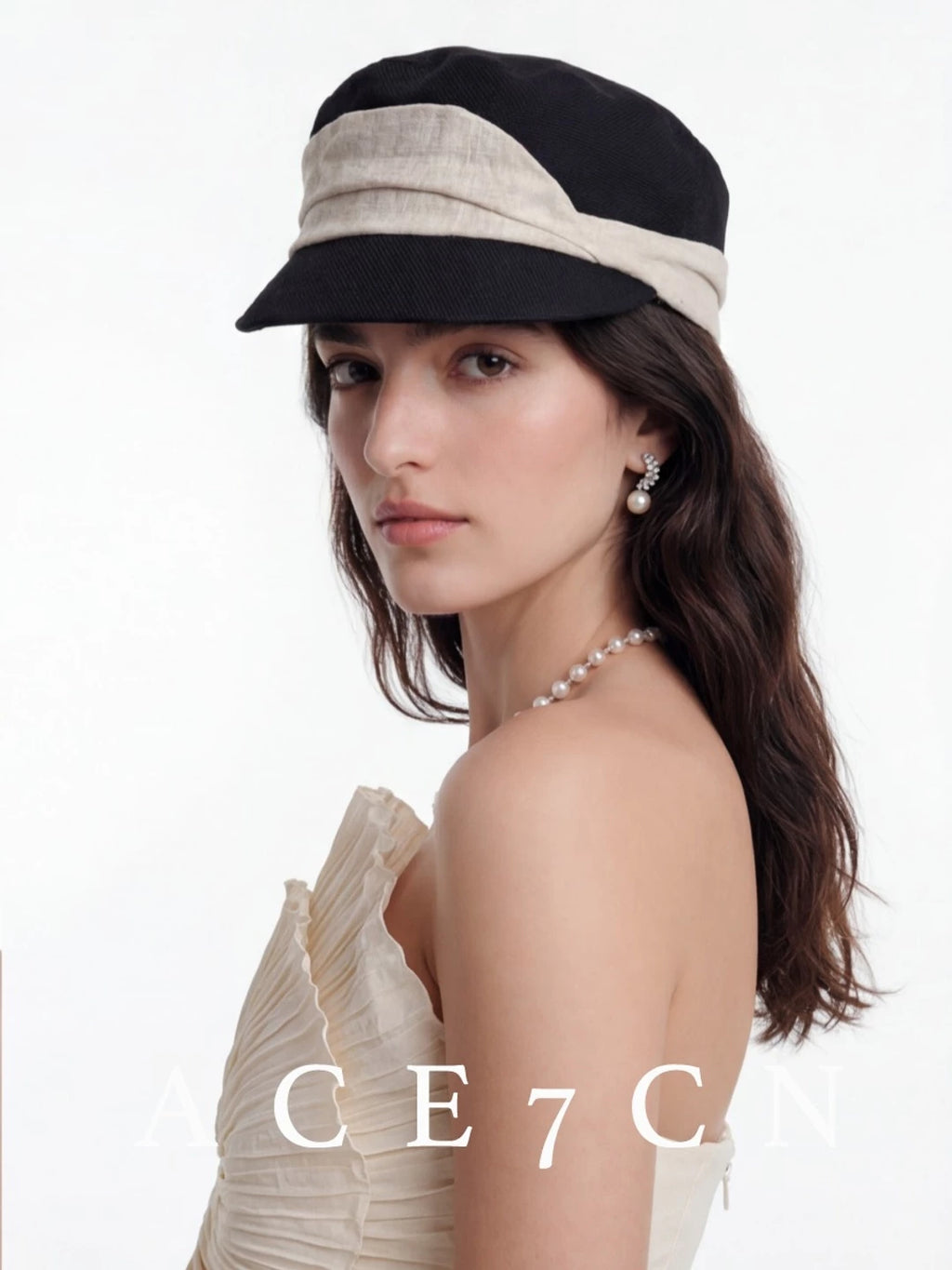 French Classic Cotton-Linen Color-Block Riding Hat Breathable
