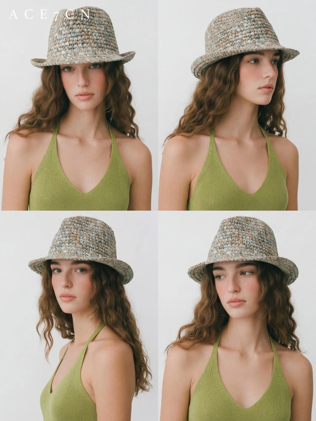 Nordic Niche Hand-Crochet Fedora Western 90s Vintage