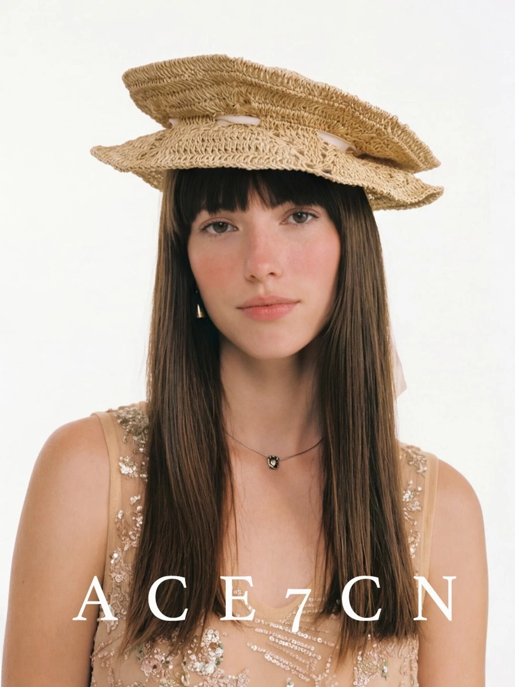 Japanese Niche Straw-Woven Hat Foldable Tie-Strap Bucket