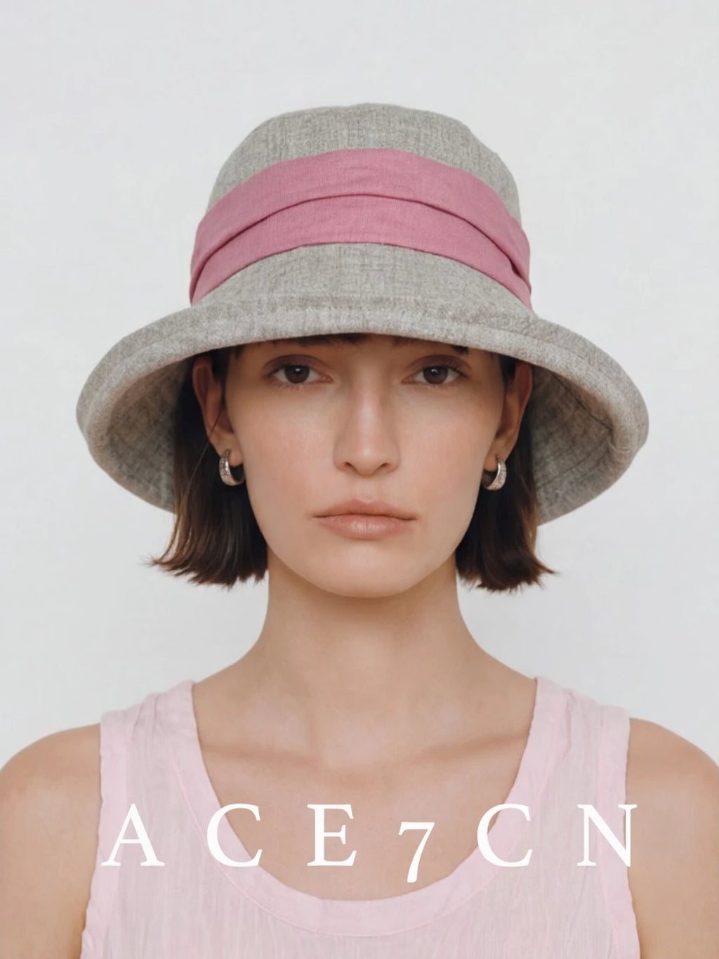Nordic Colorful Hepburn Bucket Hat Tie-Strap Roll-Brim