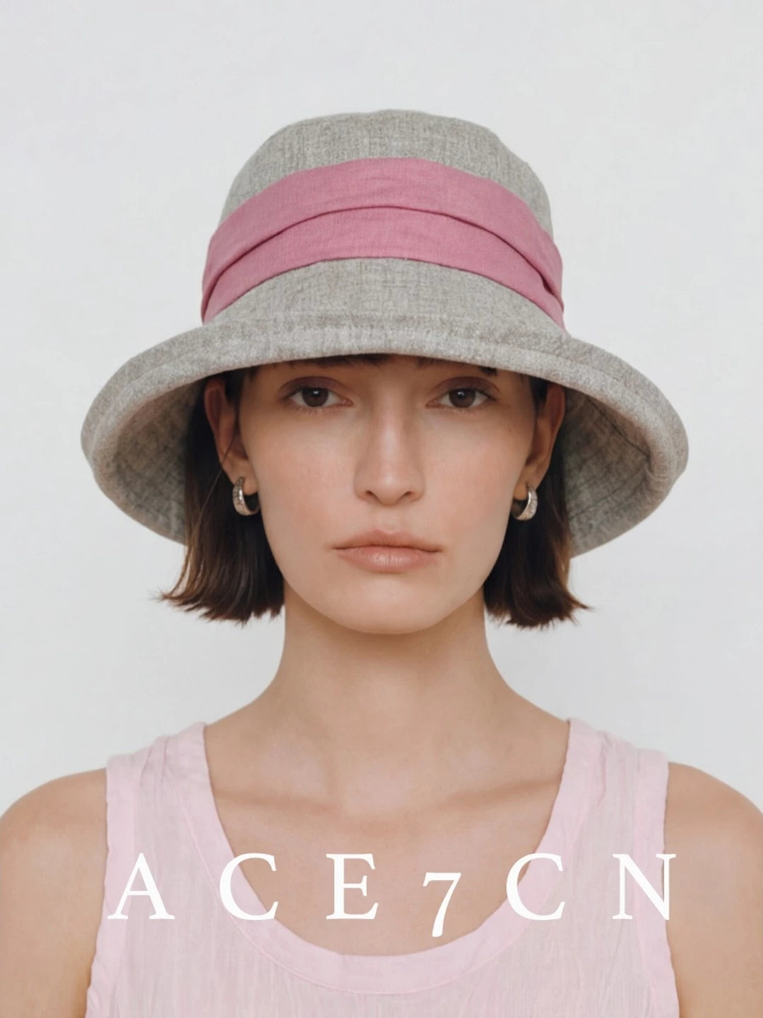 Nordic Colorful Hepburn Bucket Hat Tie-Strap Roll-Brim