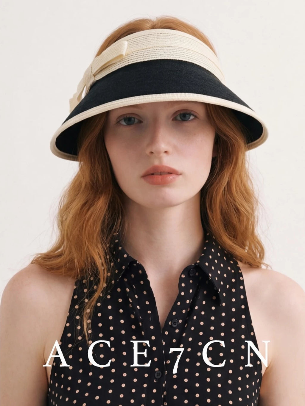 Light-French Hepburn Elegant Visor Bow Classic Black-White
