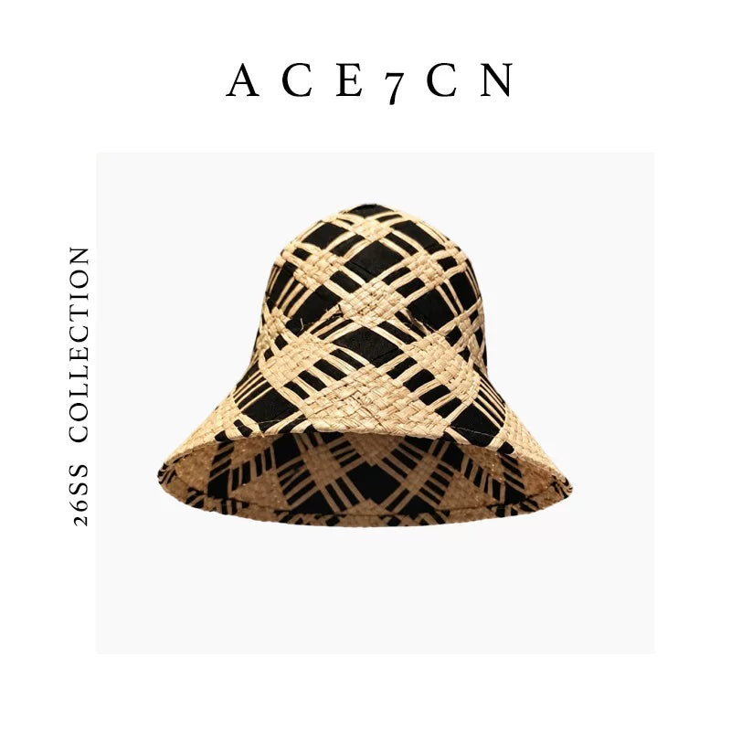 Minimalist Chic Straw-Woven Cloche Bucket Hat Natural