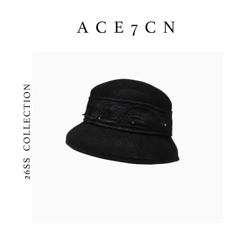 French Vintage Premium Straw-Woven Bucket Hat Lace