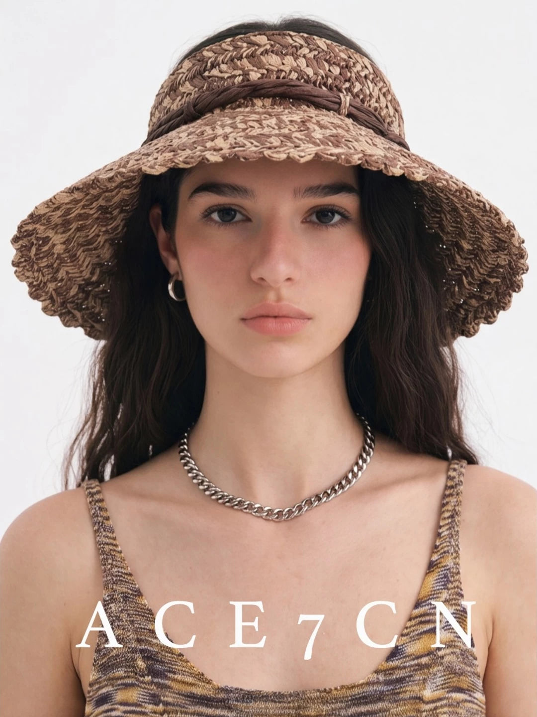Hand-Crochet Straw-Woven Visor Japanese Sun-Shade Headband Hat