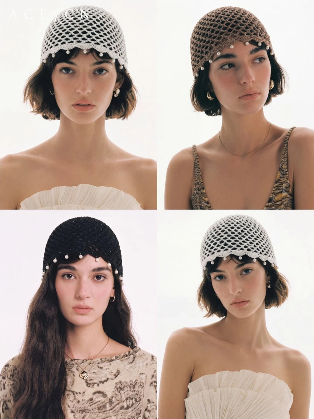 California Resort Hand-Crochet Openwork Knit Beanie Handmade