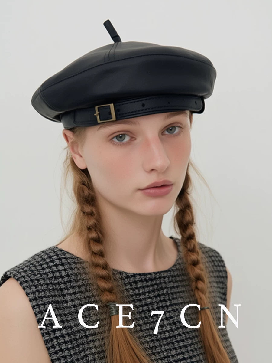 British Classic Beret Vintage PU Painter Beret