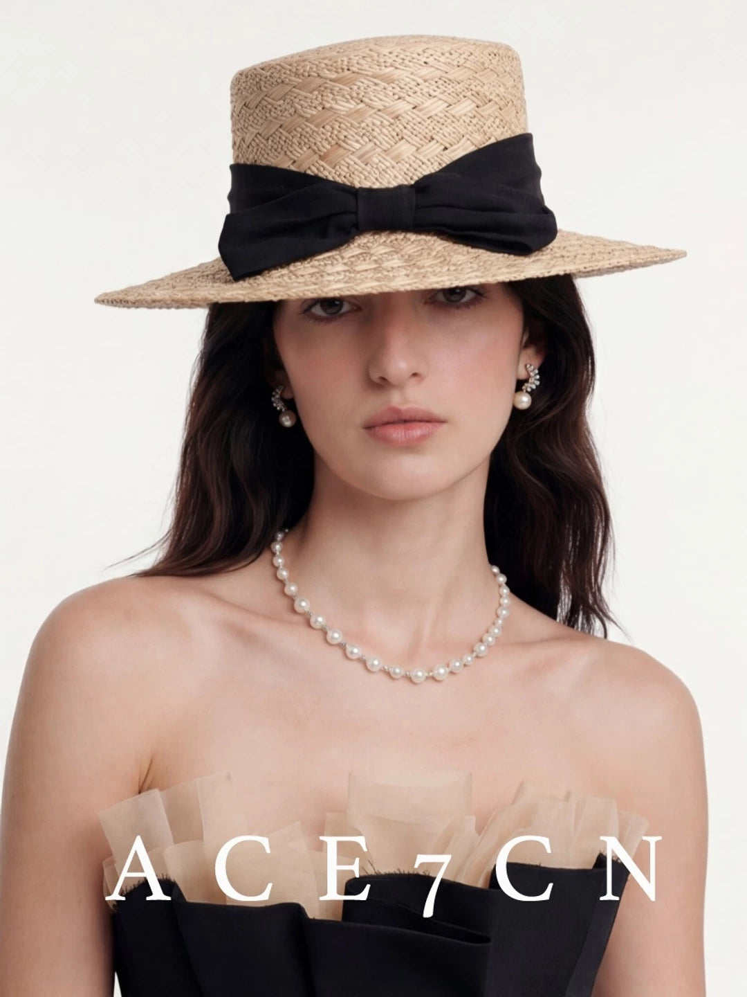 Natural Natural-Straw French Elegant Straw Hat Hepburn