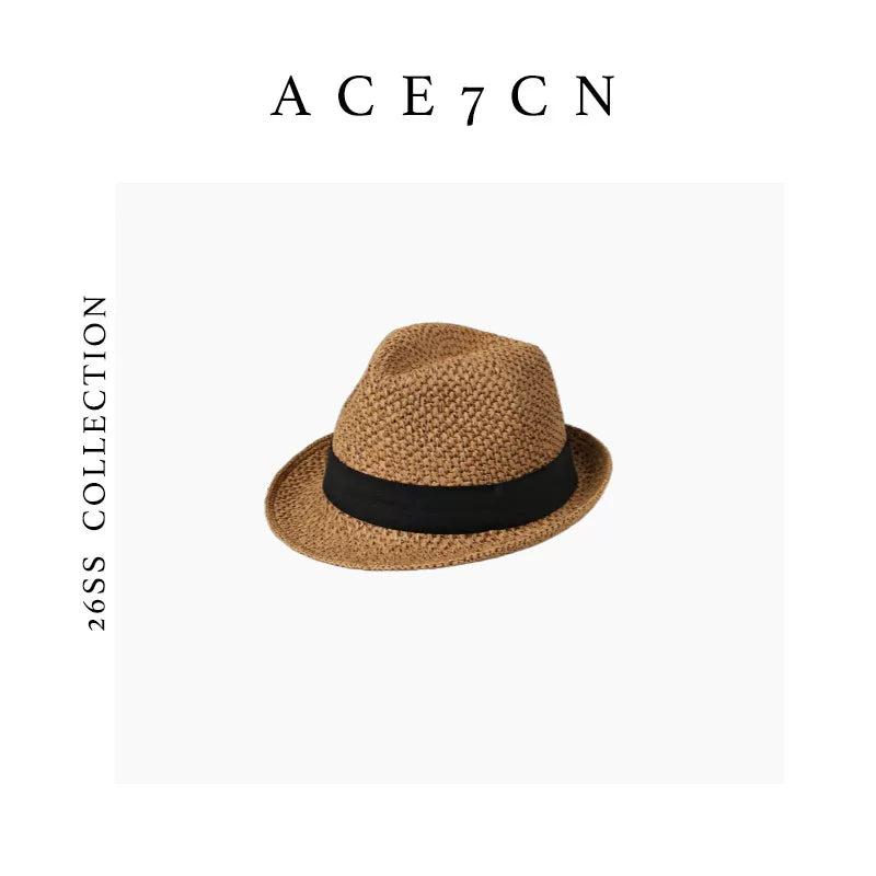 British Old-Money Premium Paper-Straw Fedora Short-Brim Straw